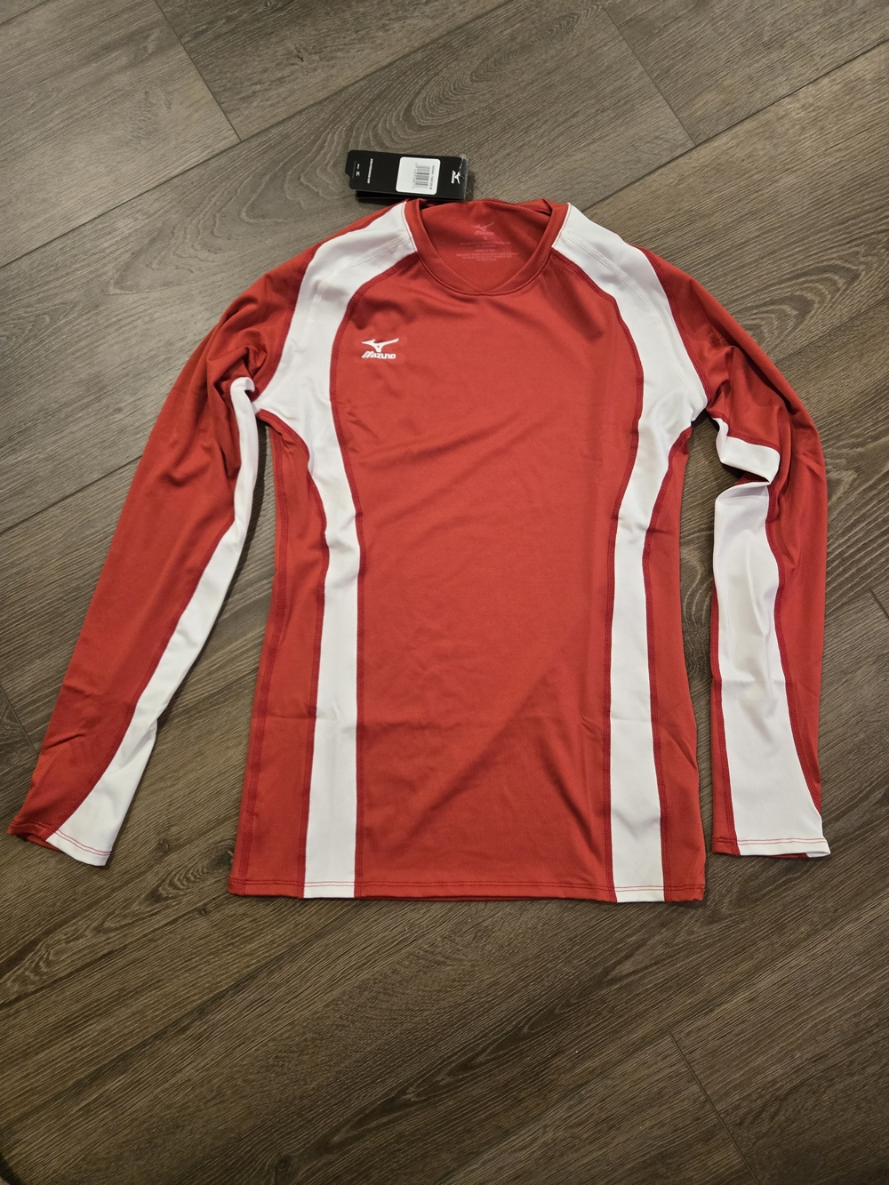 Mizuno Red and White Long Sleeve Volleyball Shirt